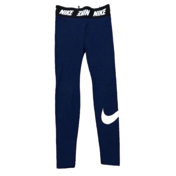 Nike High Waisted Club Leggings Size XS Navy Blue Cotton - Picture 1 of 12